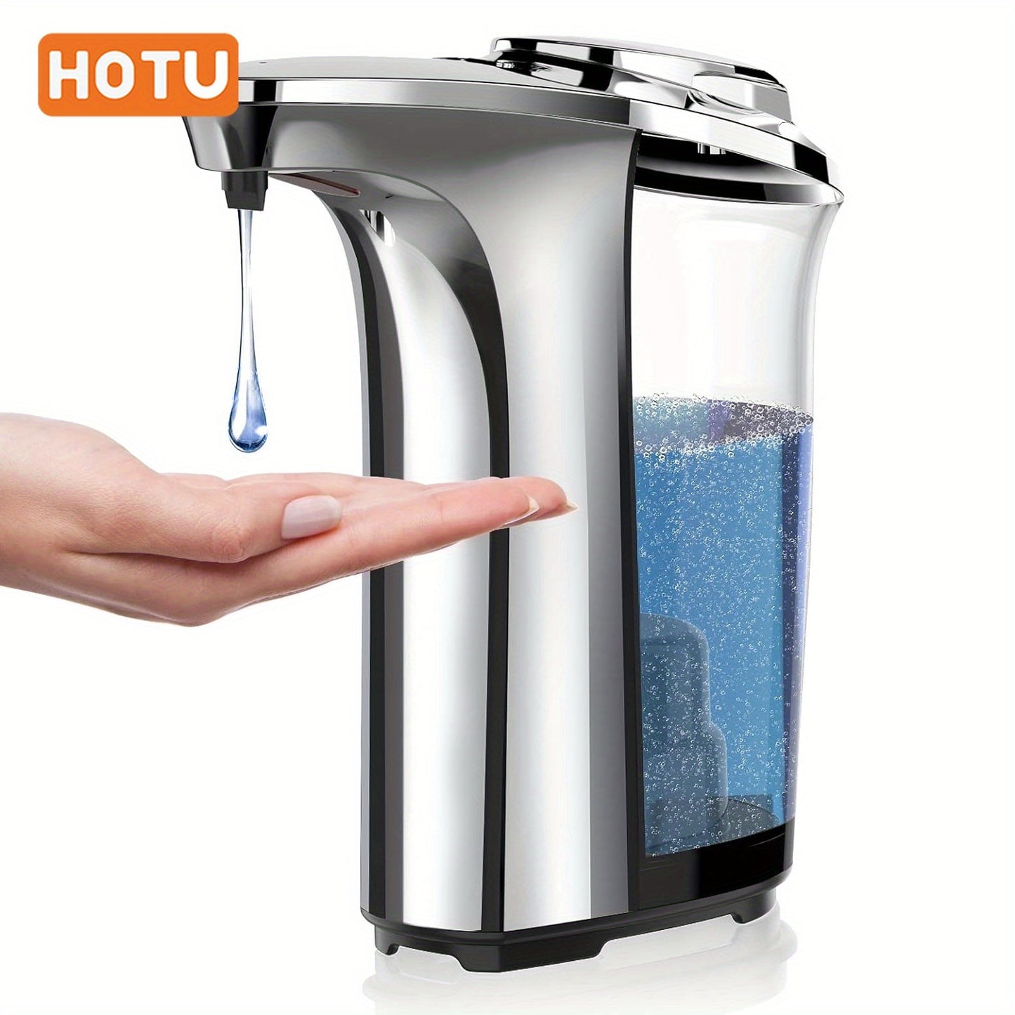 17oz/500ml Automatic Touchless Soap Dispenser - Infrared Sensor with 5 Adjustable Levels, Easy Refill, Silvery Bathroom Electronic for Efficient Hand Washing