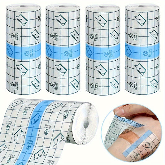 5 Rolls Waterproof Bandages - Transparent Tape for Swimming, Showers and Tattoo Protection