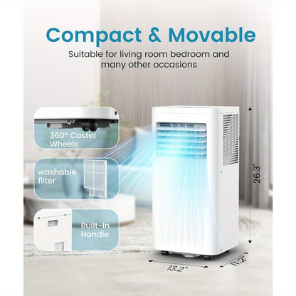 Portable Air Conditioner – 8000/10000/12000/13000/14000 BTU ASHRAE with Cooling, Fan, Dehumidifier, Sleep Mode – Cools Up to 450 Sq. Ft., Includes 24H Timer, Digital Display, Remote Control, and Window Kit