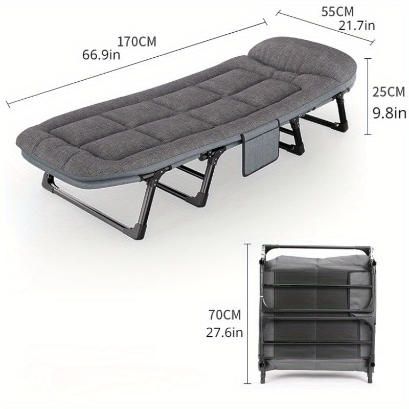 Portable Single Folding Bed with Integrated Mattress – Ideal for Office Naps & Outdoor Lounging – Durable Aluminum Alloy