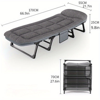 Portable Single Folding Bed with Integrated Mattress – Ideal for Office Naps & Outdoor Lounging – Durable Aluminum Alloy