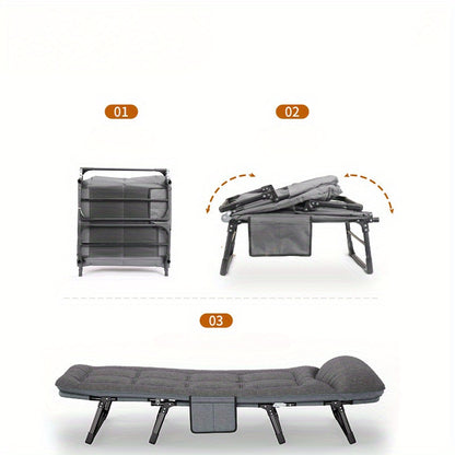 Portable Single Folding Bed with Integrated Mattress – Ideal for Office Naps & Outdoor Lounging – Durable Aluminum Alloy