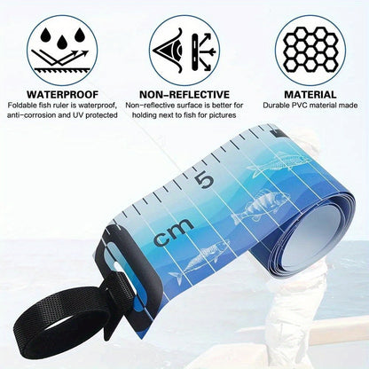 Foldable Waterproof Fish Measuring Ruler - 90cm/35in - High-Quality PVC Material - Essential Fishing Accessory