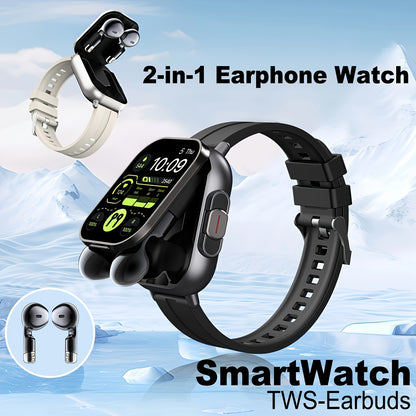 Smart Watch with Wireless Call – 2.01" HD Display, Multi-Sports Modes, Sedentary Reminder, Music Player, Weather Forecast, Sports Pedometer, Compatible with Android and iOS, Includes Gift Earbuds