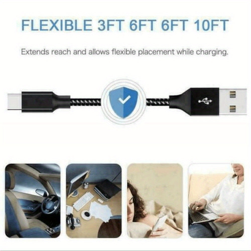 Buy 1 Get 1 Free - 2 Pcs Fast Charger Kit with 10FT USB-C Cable - Compatible with Samsung Galaxy S21, S20, A51, A14, A13 5G, A12 Phones