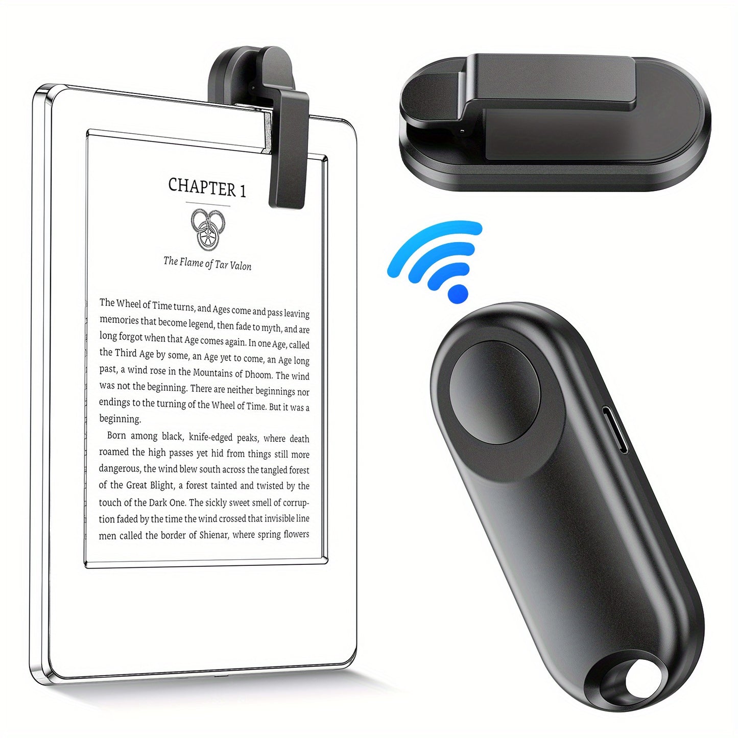 USB Rechargeable RF Remote Control Page Turner - For Kindle, iPad, Surface, Comics, iPhone, Android Tablets, Infrared Wireless Device for Reading and Photography