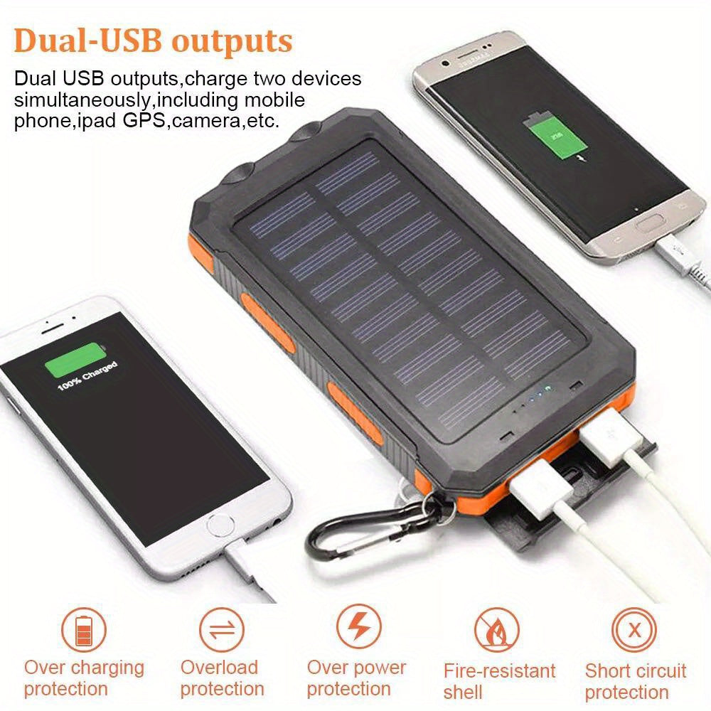 2024 10000mAh USB Portable Solar Power Bank - High-Capacity Charger for Cell Phones