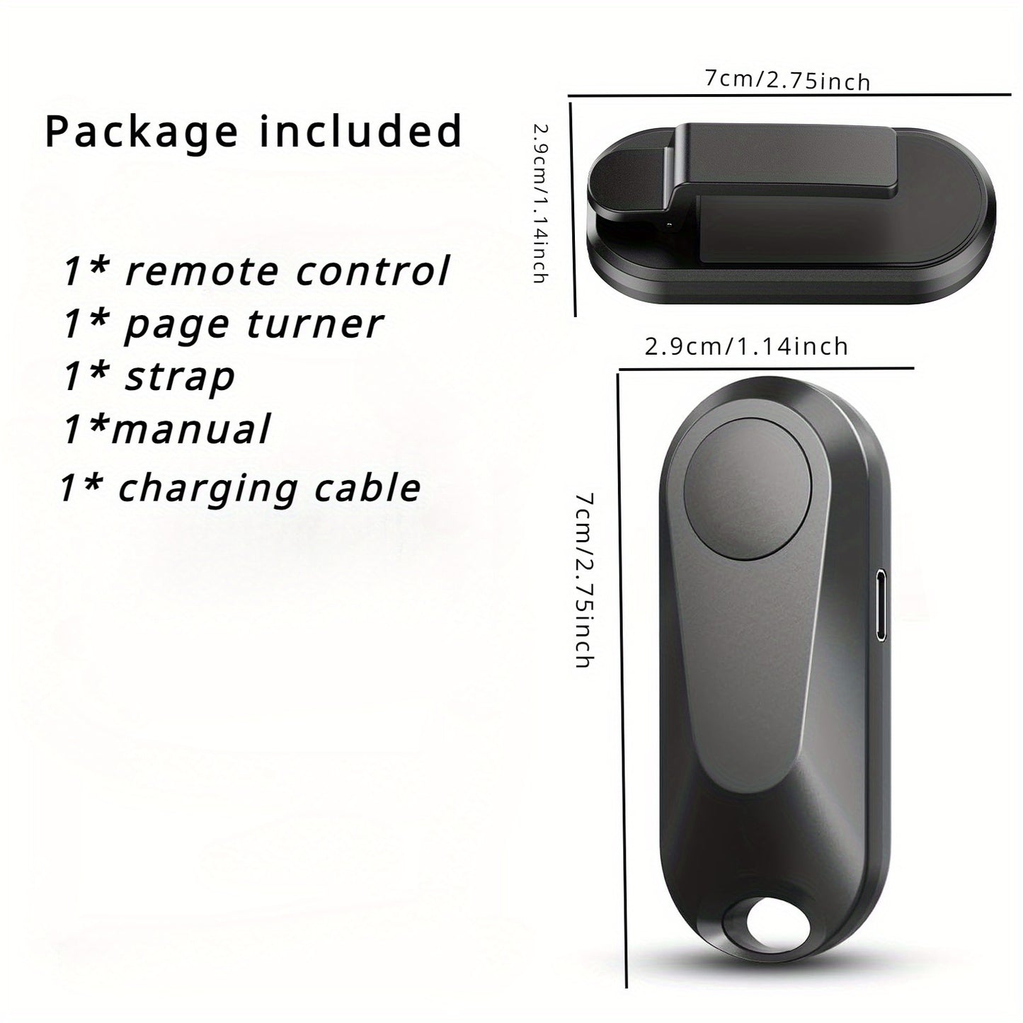 USB Rechargeable RF Remote Control Page Turner - For Kindle, iPad, Surface, Comics, iPhone, Android Tablets, Infrared Wireless Device for Reading and Photography