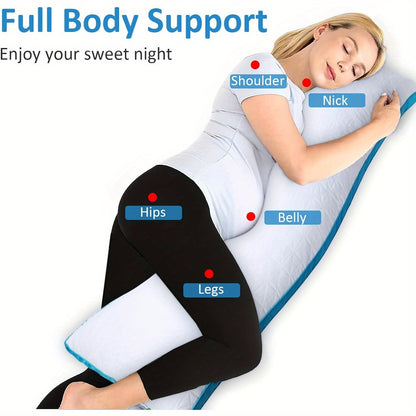 Memory Foam Body Pillow - Full Body Pillow for Adults, Firm Support for Side, Back & Stomach Sleepers, Ideal for Pregnancy