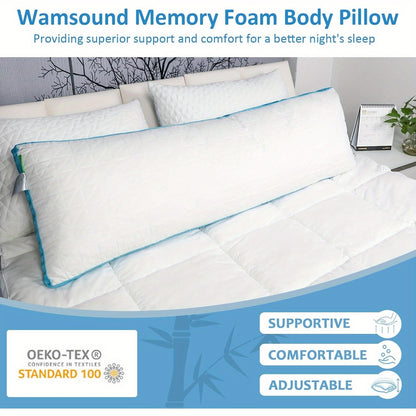 Memory Foam Body Pillow - Full Body Pillow for Adults, Firm Support for Side, Back & Stomach Sleepers, Ideal for Pregnancy