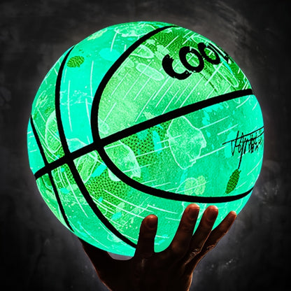 Size 7 Glow-in-the-Dark Basketball - Vibrant PU Leather Ball for Outdoor Games and Activities, Unique Visual Effects for Indoor and Outdoor Play