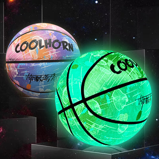 Size 7 Glow-in-the-Dark Basketball - Vibrant PU Leather Ball for Outdoor Games and Activities, Unique Visual Effects for Indoor and Outdoor Play