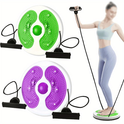 Magnetic Waist Twisting Fitness Board with Adjustable Tension Rope – Waist Twister with Drawstring Massage Foot Sole for Home Workouts