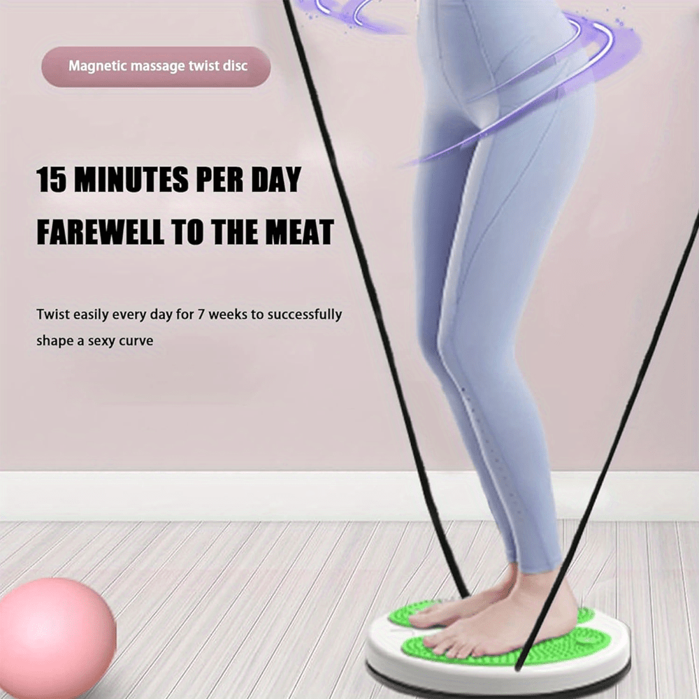 Magnetic Waist Twisting Fitness Board with Adjustable Tension Rope – Waist Twister with Drawstring Massage Foot Sole for Home Workouts