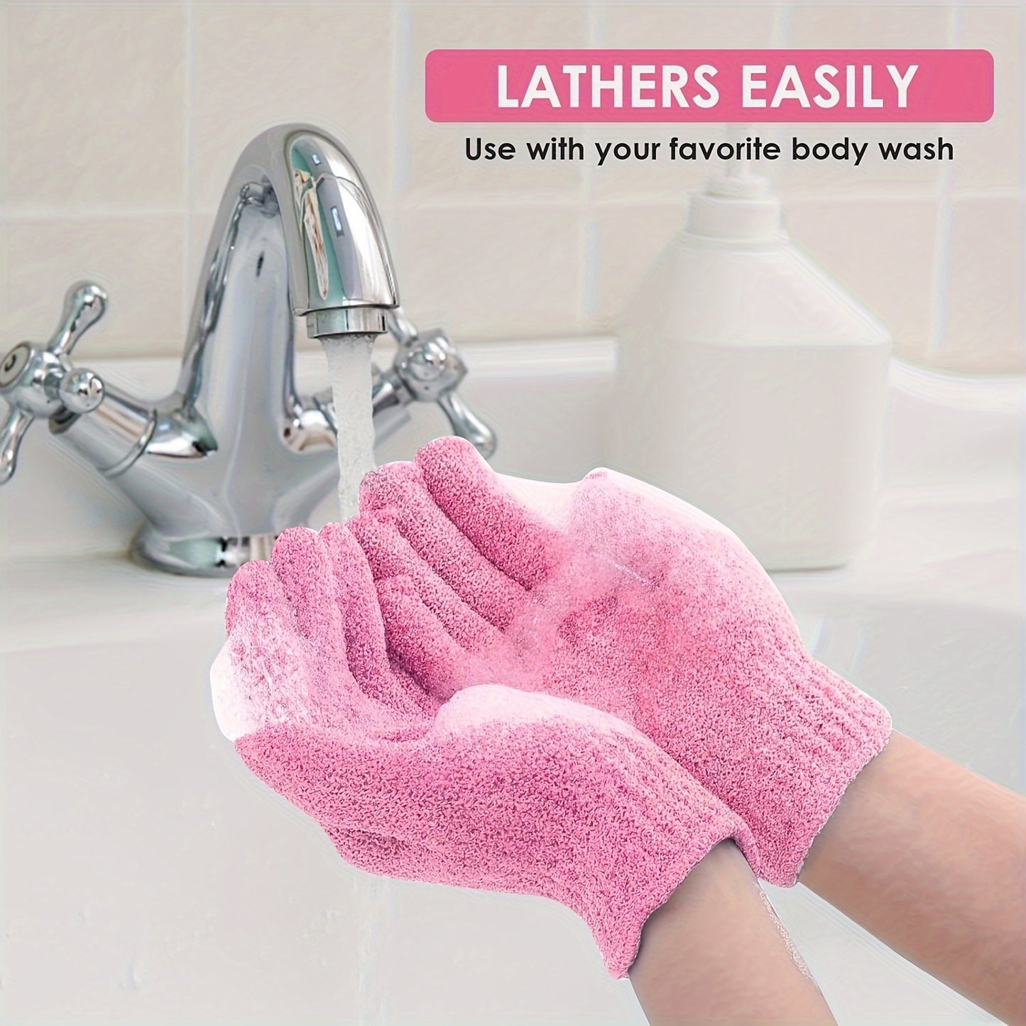 5 Pack Exfoliating Bath Gloves - Dual Texture Body Scrubbers, Unscented Spa and Massage Shower Accessories