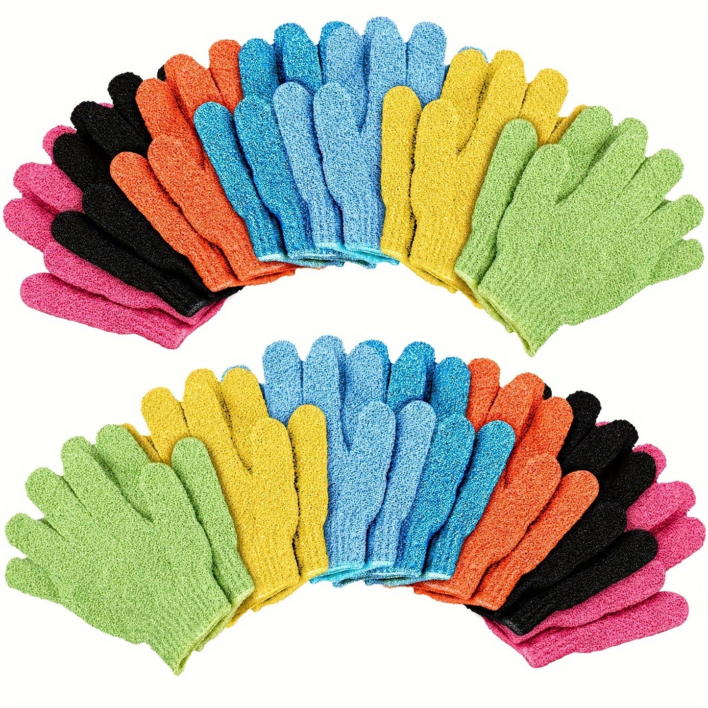 5 Pack Exfoliating Bath Gloves - Dual Texture Body Scrubbers, Unscented Spa and Massage Shower Accessories