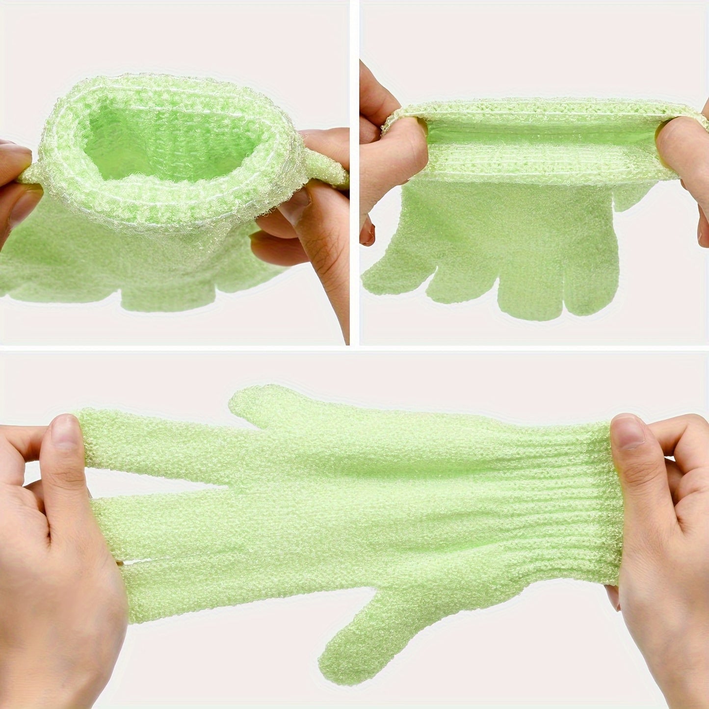 5 Pack Exfoliating Bath Gloves - Dual Texture Body Scrubbers, Unscented Spa and Massage Shower Accessories