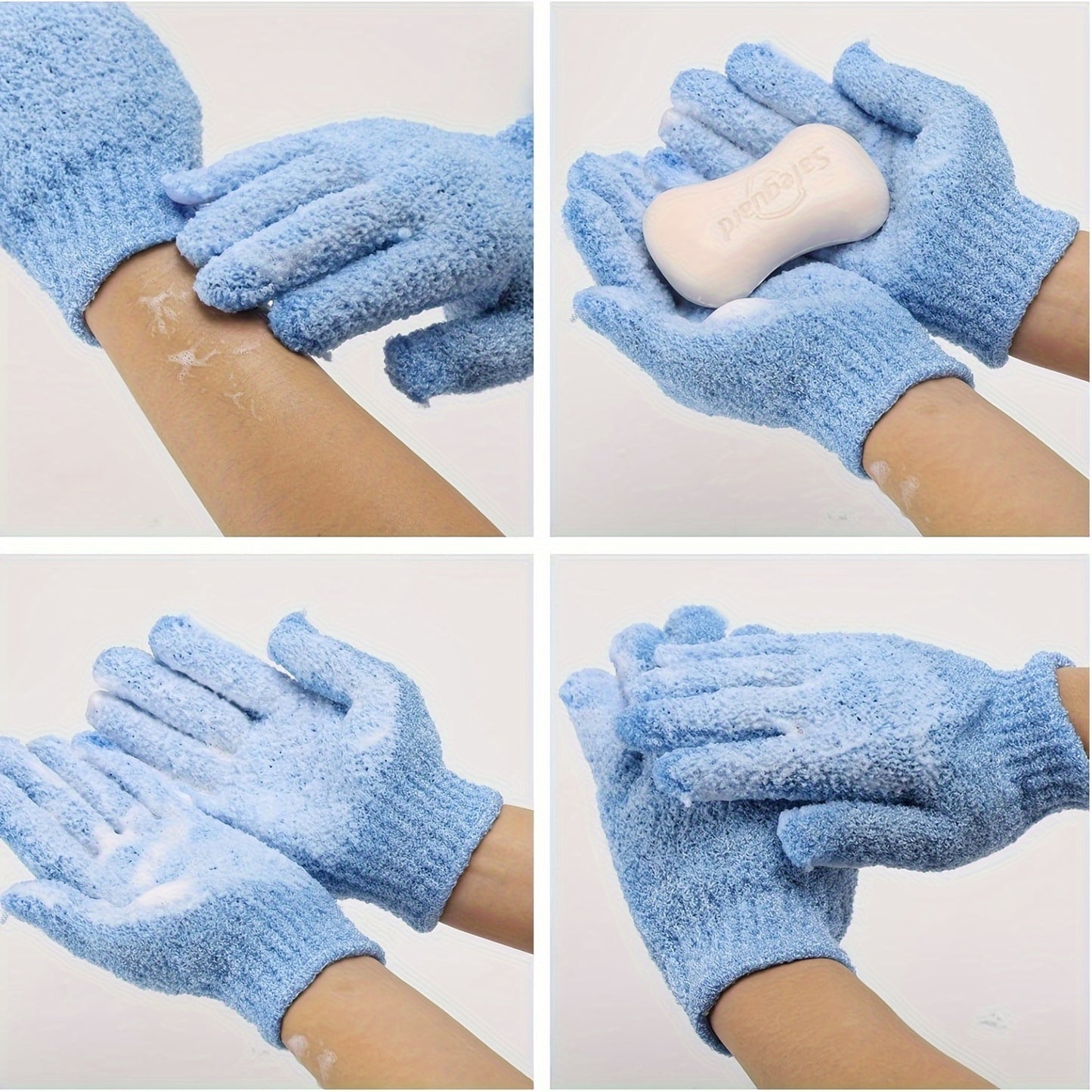 5 Pack Exfoliating Bath Gloves - Dual Texture Body Scrubbers, Unscented Spa and Massage Shower Accessories