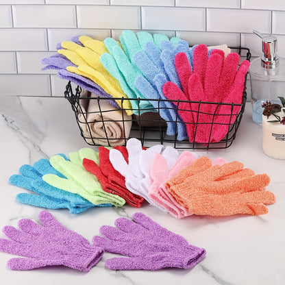 5 Pack Exfoliating Bath Gloves - Dual Texture Body Scrubbers, Unscented Spa and Massage Shower Accessories