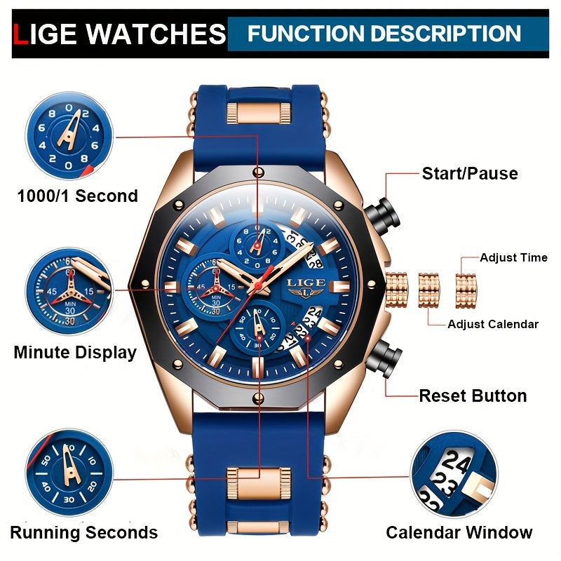 2024 Premium Classic Men's Watch – Chronograph Calendar, Luminous Quartz, Outdoor Casual Waterproof Sports Watch – Ideal Gift for Students or Men