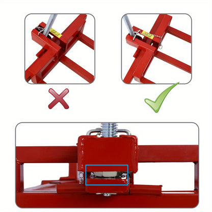 Easy Lawn Mower Lift for Riding Tractors - 800 Lbs Capacity, 45° Tilt Adjustable, Universal Red Lift for Ride-On Mowers and Cleaning