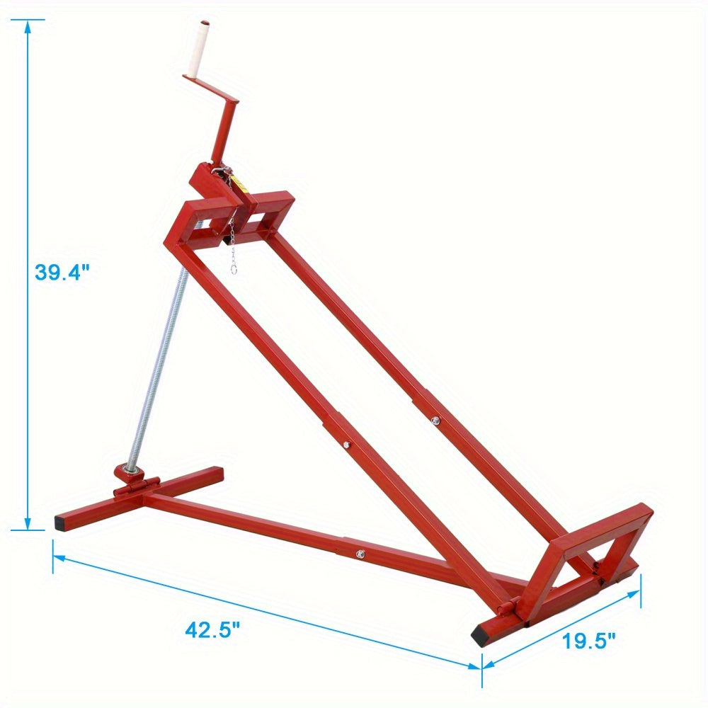 Easy Lawn Mower Lift for Riding Tractors - 800 Lbs Capacity, 45° Tilt Adjustable, Universal Red Lift for Ride-On Mowers and Cleaning