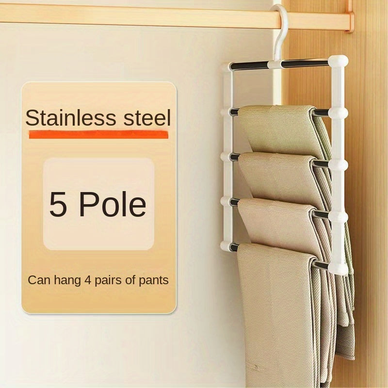 2PCS Space Saving Foldable Pants Hangers – Stainless Steel Closet Organizer for Jeans, Leggings and Trousers