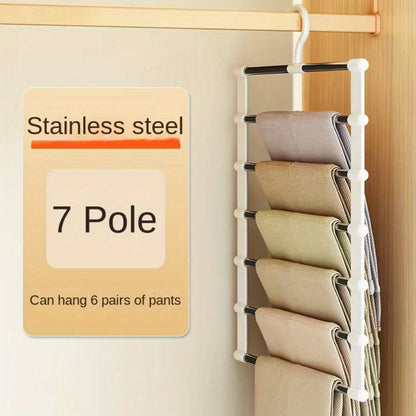 2PCS Space Saving Foldable Pants Hangers – Stainless Steel Closet Organizer for Jeans, Leggings and Trousers