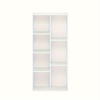 7 Cube Bookcase - White/Pink Bookshelf and Storage Organizer, Multi-Purpose Shelving Unit for Books, Clothes, Toys, Home Office, Living Room, Bedroom, Modern Design, Easy Assembly