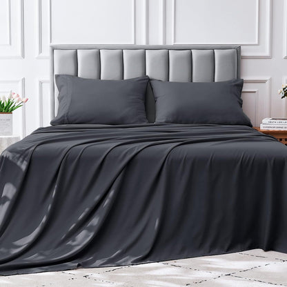 4-Piece Soft Cooling Queen Size Sheets: 14" Deep Pocket, Luxury Hotel-Grade, Shrinkage and Fade Resistant, Easy Care Bed Sheet Set