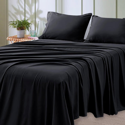 4-Piece Soft Cooling Queen Size Sheets: 14" Deep Pocket, Luxury Hotel-Grade, Shrinkage and Fade Resistant, Easy Care Bed Sheet Set