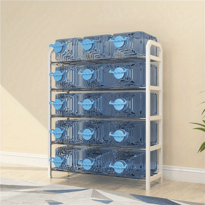 4 Tier Stackable Shoe Rack Organizer – Free Standing Black Vertical Stainless Steel Holder for Entryway, Hallway, and Closet – Space-Saving Design