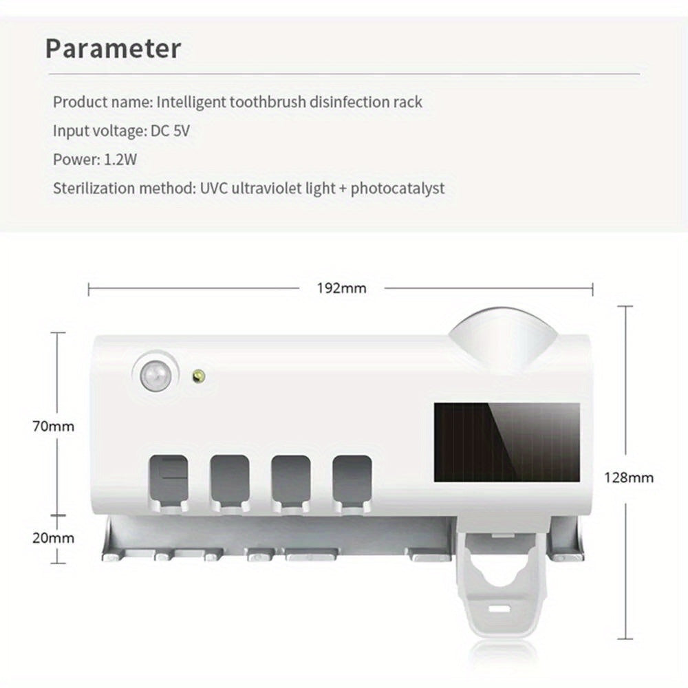 UV Sterilized Toothbrush Holder with Toothpaste Dispenser – Wall-Mounted Cleaning Solution
