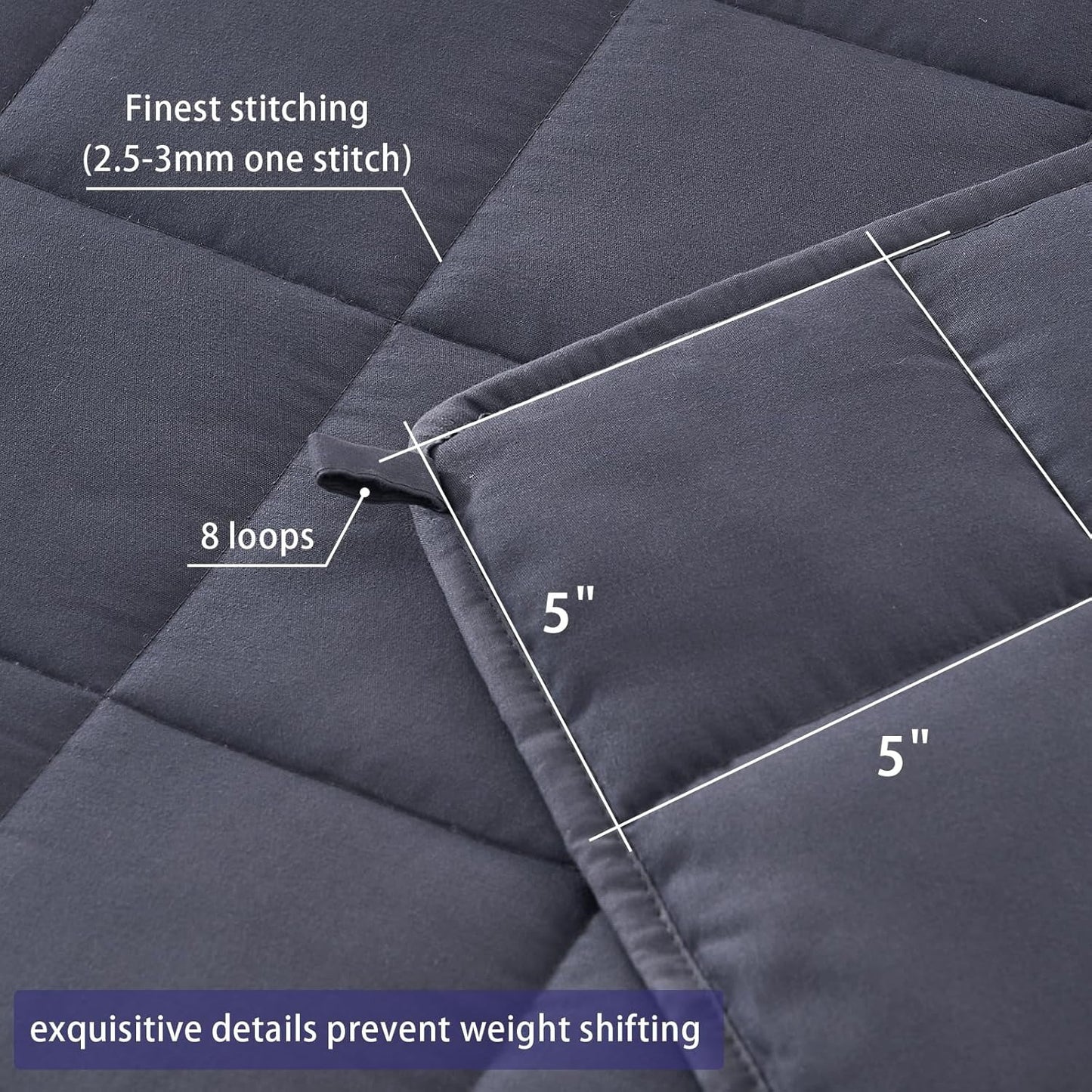 20lbs Weighted Blanket – Crystal Velvet Fabric with Beads, 60" x 80", Grey