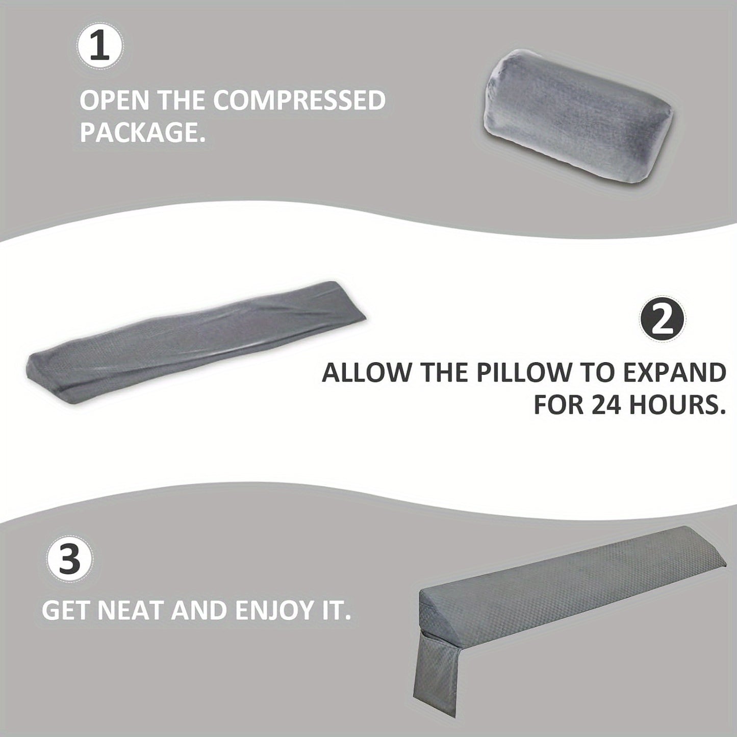 Queen Size Wedge Pillow for Headboard - Bed Wedge Gap Filler, Pillow Wedge to Fill 0-8" Gap Between Headboard and Mattress