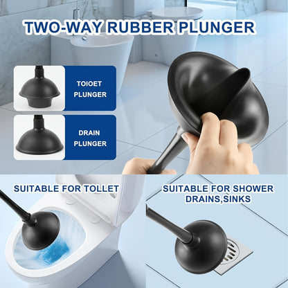 Complete Toilet Cleaning Kit with Brush, Plunger and Holder – Durable Silicone and Plastic, No-Dead-Corner Design for Efficient Bathroom Cleaning