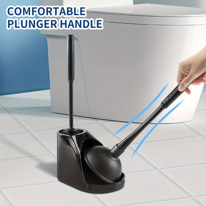 Complete Toilet Cleaning Kit with Brush, Plunger and Holder – Durable Silicone and Plastic, No-Dead-Corner Design for Efficient Bathroom Cleaning