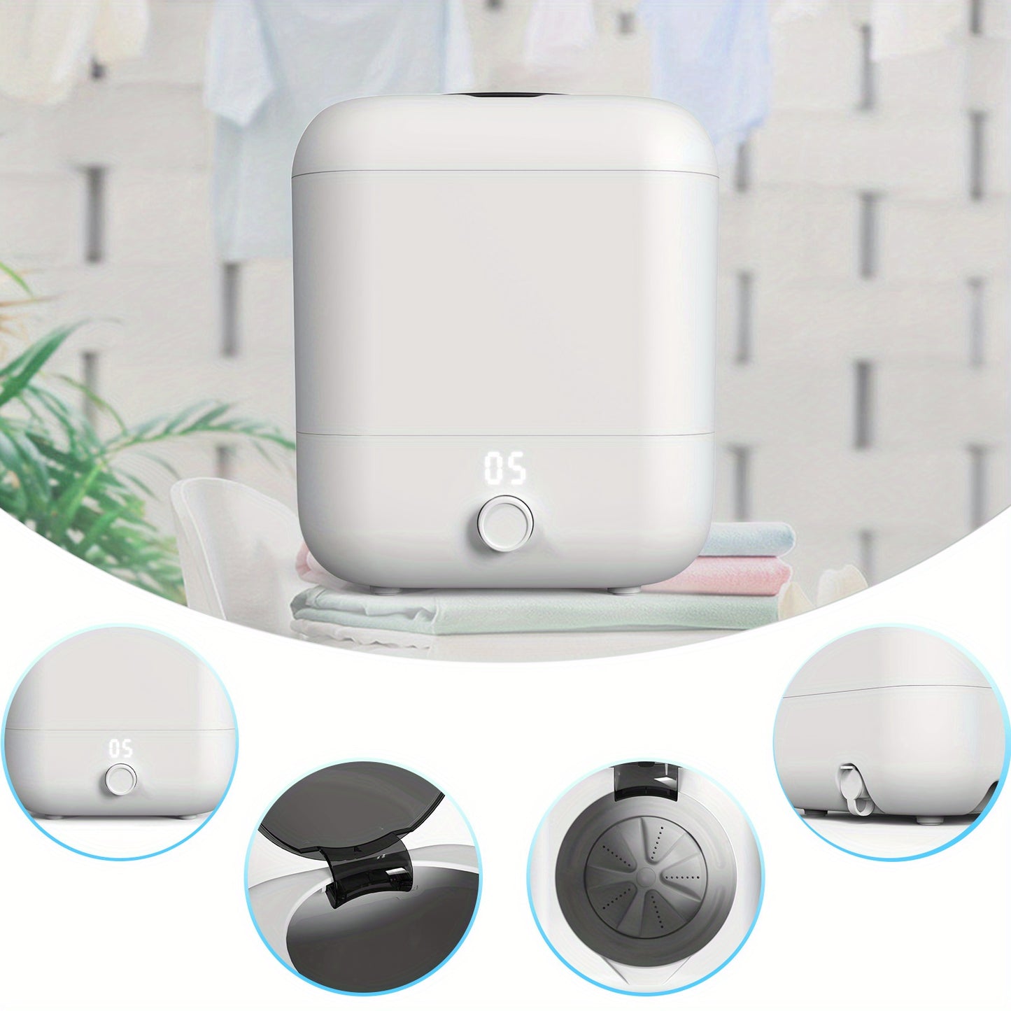 Mini Portable Washing Machine with Disinfection Function - Rechargeable Underwear Washer for Camping, Apartments, and Dormitories - Compact and Convenient