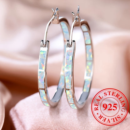 New 925 Sterling Silver Hypoallergenic Earrings with Opal - Elegant Bohemian Women's Earrings