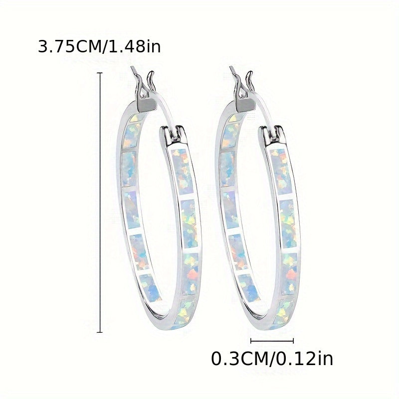 New 925 Sterling Silver Hypoallergenic Earrings with Opal - Elegant Bohemian Women's Earrings