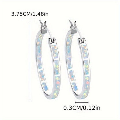 New 925 Sterling Silver Hypoallergenic Earrings with Opal - Elegant Bohemian Women's Earrings