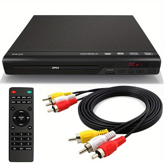 2024 All Region Free DVD Player - DVD and CD Disc Player with AV Output, USB Support, and Remote Control