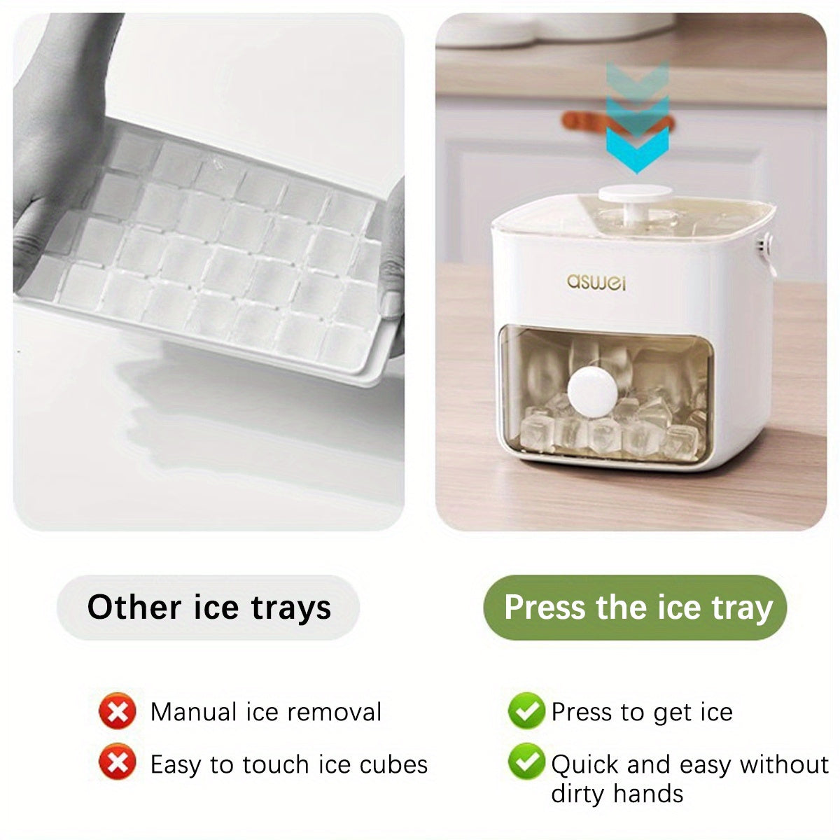 48-Cube Ice Maker with Easy-Press Lid - Large Capacity, Double Layer, Food-Grade Freezer Tray - Ideal for Whiskey and Cocktails, Essential Kitchen Gadget