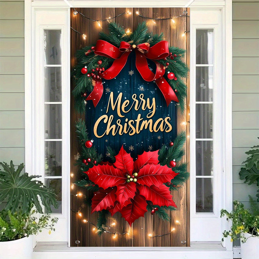 Festive Christmas Door Banner - 35.4in x 70.8in (90cm x 180cm), No Power Required, Perfect for Holiday Party Decorations