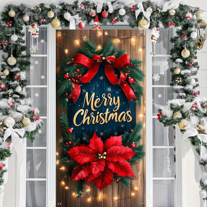 Festive Christmas Door Banner - 35.4in x 70.8in (90cm x 180cm), No Power Required, Perfect for Holiday Party Decorations