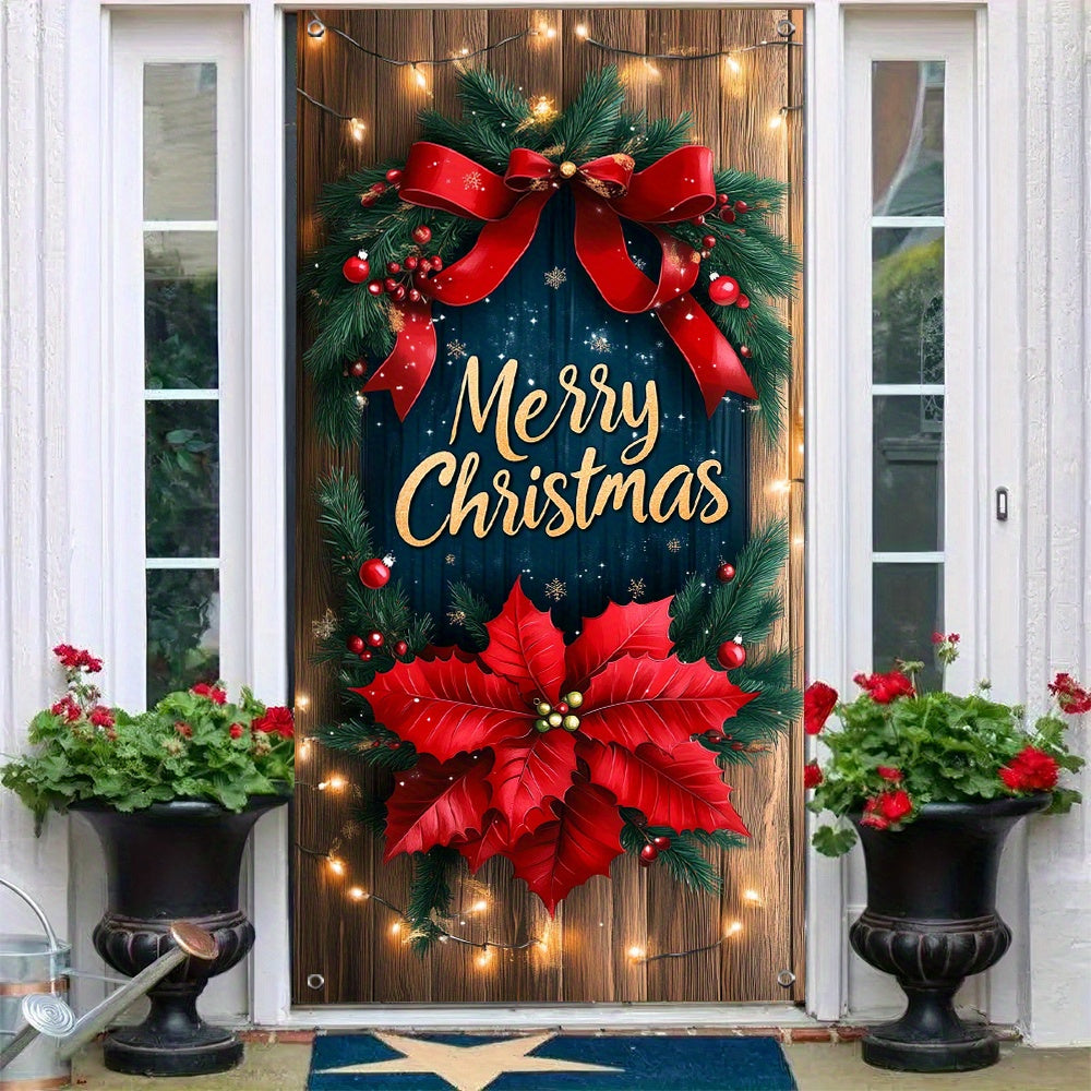 Festive Christmas Door Banner - 35.4in x 70.8in (90cm x 180cm), No Power Required, Perfect for Holiday Party Decorations