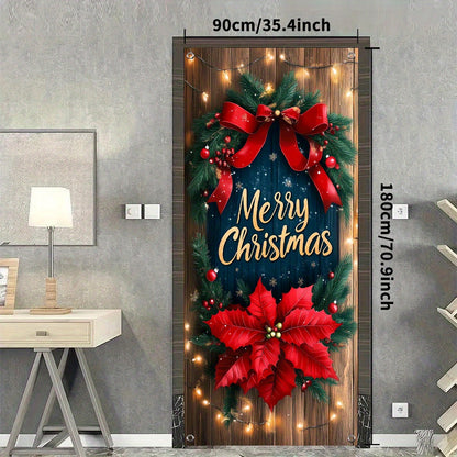 Festive Christmas Door Banner - 35.4in x 70.8in (90cm x 180cm), No Power Required, Perfect for Holiday Party Decorations