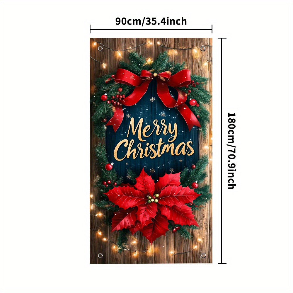 Festive Christmas Door Banner - 35.4in x 70.8in (90cm x 180cm), No Power Required, Perfect for Holiday Party Decorations