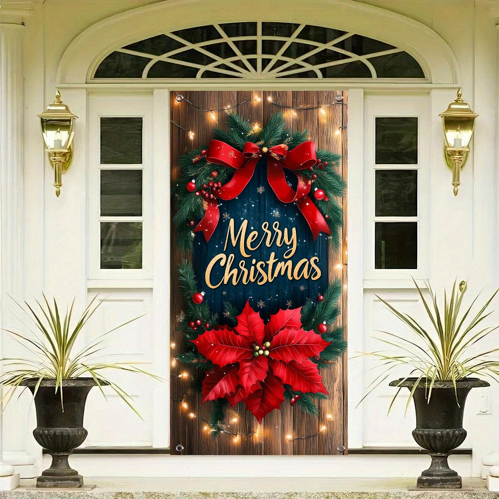 Festive Christmas Door Banner - 35.4in x 70.8in (90cm x 180cm), No Power Required, Perfect for Holiday Party Decorations