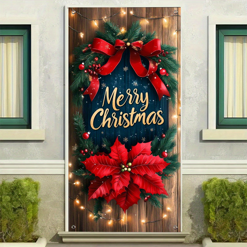 Festive Christmas Door Banner - 35.4in x 70.8in (90cm x 180cm), No Power Required, Perfect for Holiday Party Decorations